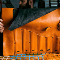 Kangaroo Leather Knife Roll - Navy - Big Red Knives