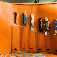 Kangaroo Leather Knife Roll - Navy - Big Red Knives