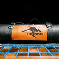 Kangaroo Leather Knife Roll - Black - Big Red Knives