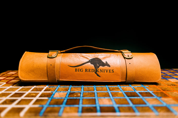 Kangaroo Leather Knife Roll - Ochre - Big Red Knives